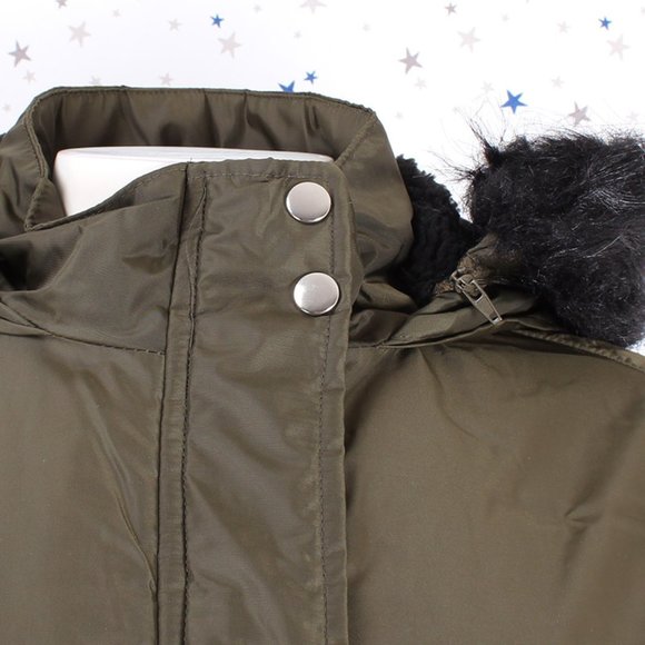 Olive Fur lined Hood Anorak Parka Padded Jacket - Picture 3 of 13